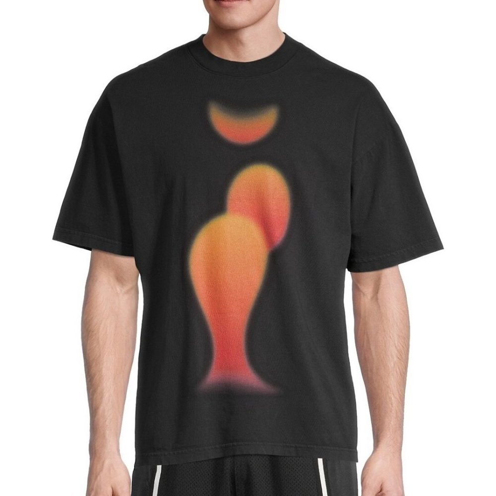 Polite Worldwide NWT $150 Men's Lava Lamp Painted Graphic SS Crew T-Shirt Black